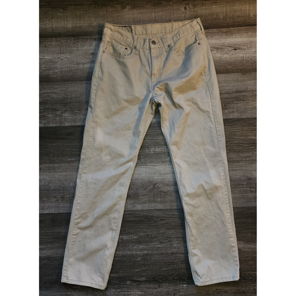 Levis 514 Straight Fit Jeans Mens 32x34 Khaki Beige Tan Denim Pants Mid Rise